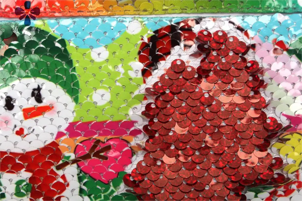 

3"75mm Puzzle Series Heart Couple Printed Double Reversible Hologram Red Sequin Ribbon Snowman DIY Christmas Party Decor 46yards