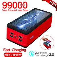 solar power bank 99000mah wireless fast charger with high capacity portable charging external battery for xiaomi iphone samsung