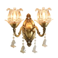 Europe stained glass Wall Light sconce for Foyer stairway Brass Crystal wall Lighting Bedroom Wall Light Bedside Lamp Wandlamp