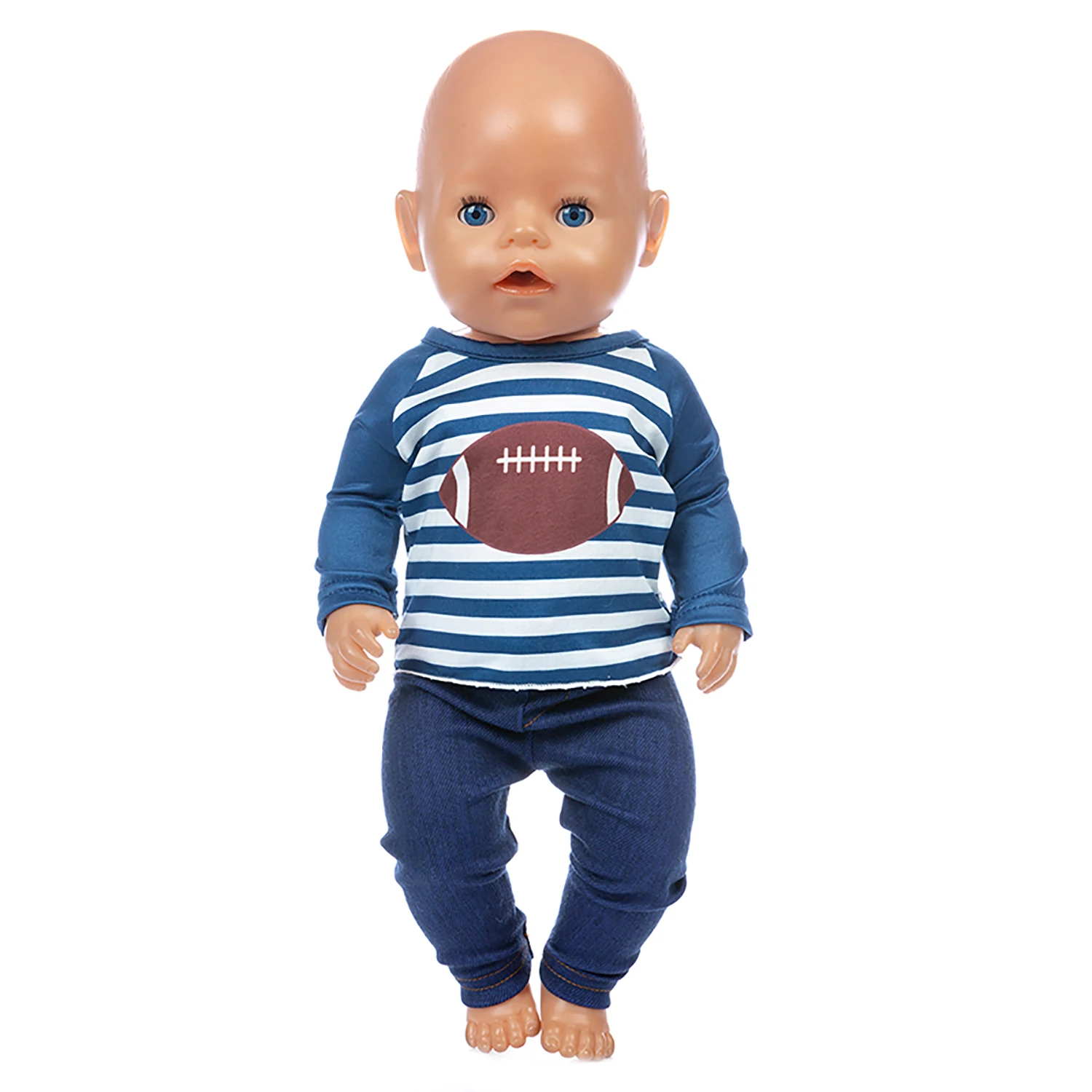 

2021 New Hot Sale Fit 18 inch Baby New Born Doll Clothes Accessories Rugby Plaid Clothes For Baby Birthday Gift