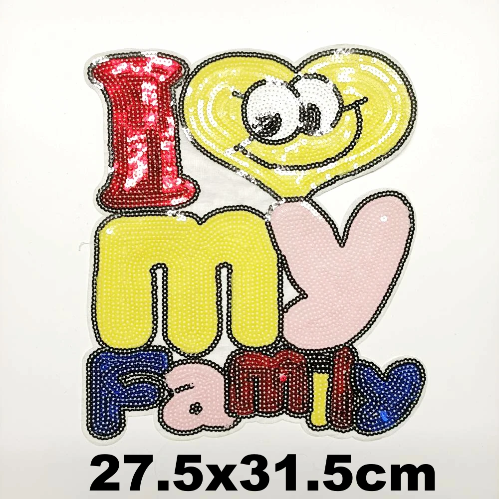

DIY large embroidery big love heart letter cartoon patches for clothing QR-3420