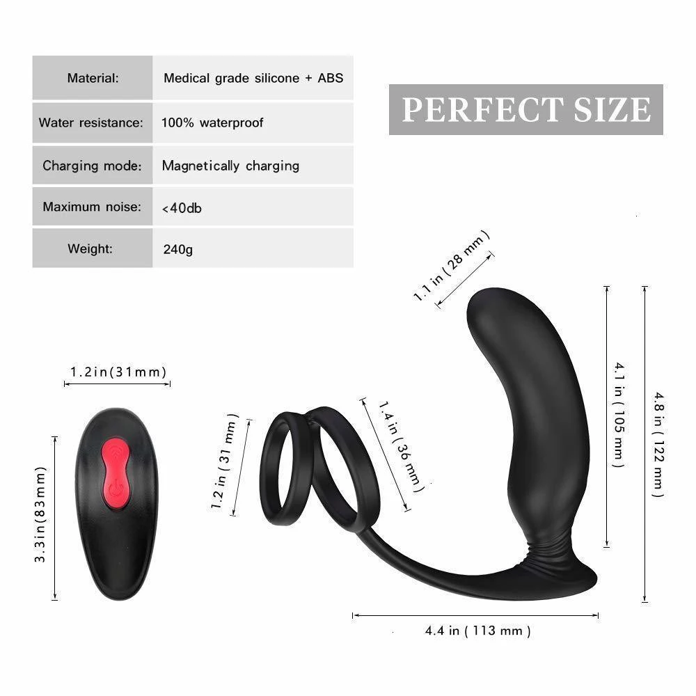 Prostate Massager Male Anal butt plug Vibrators Penis Ring Wireless Remote Control 9 Vibration Mode adults Sex Toys For Men gay | Красота и