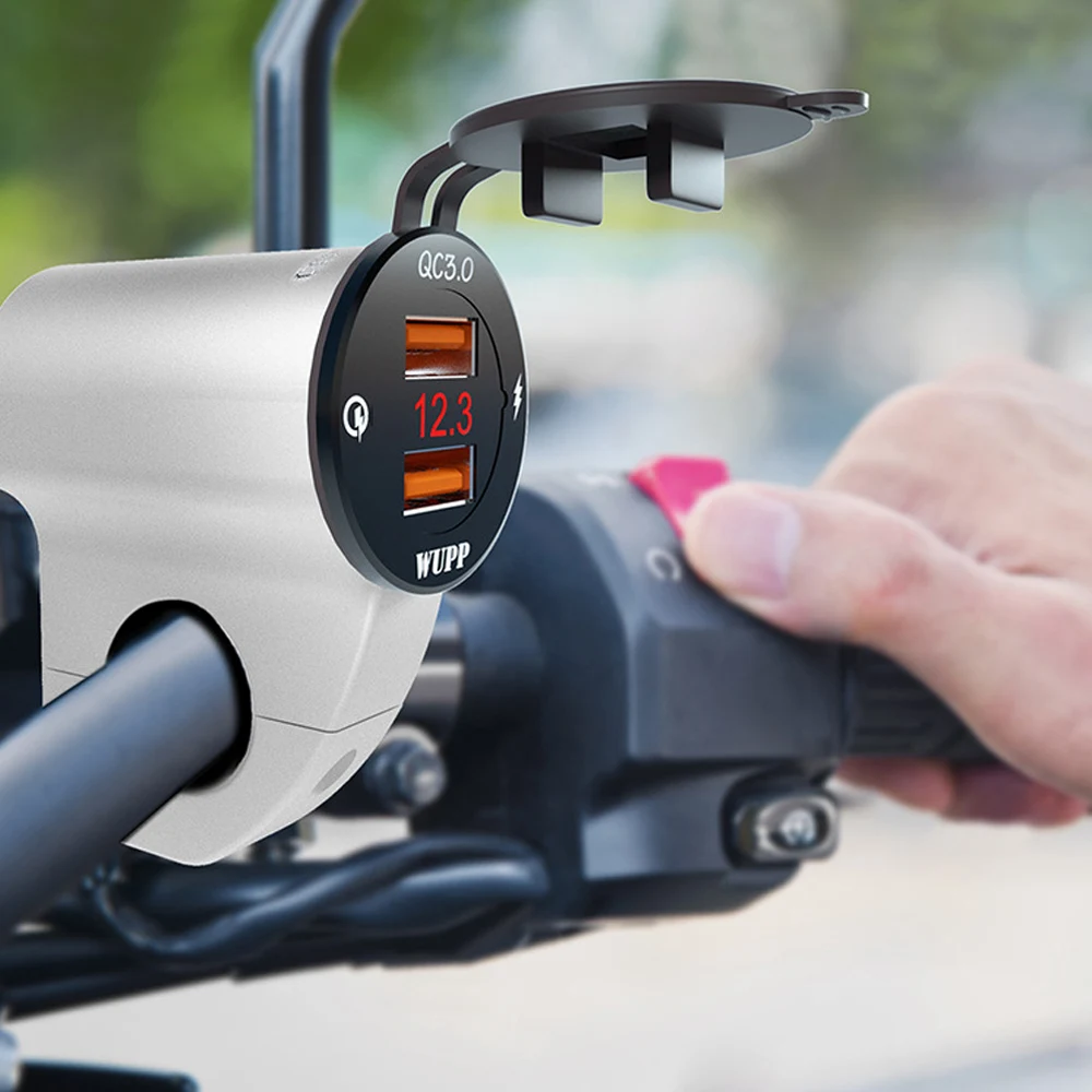 Зарядное устройство для мотоцикла с двумя USB портами и выключателем