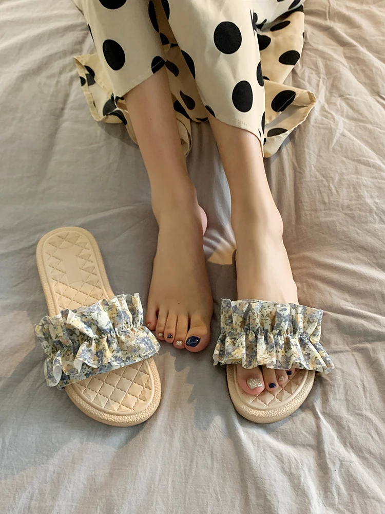 

Shoes Loafers Slippers Flat Slipers Women Fringe Slides Fashion Shale Female Beach 2021 Luxury Sabot PU Fabric Basic Rubber