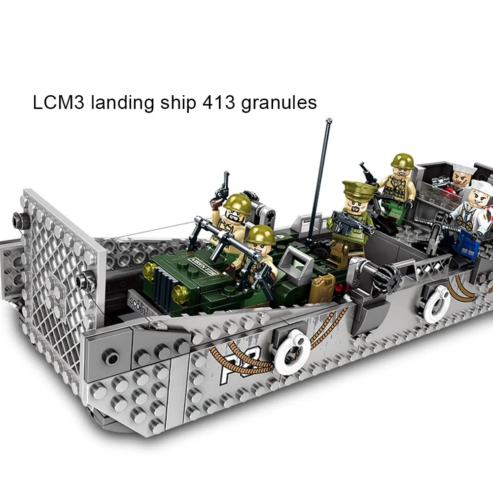 413 шт блоки игрушки для детей Америка ВМС LCM3 десантное ремесло Империя стальных военных серий строительные блоки кирпичи