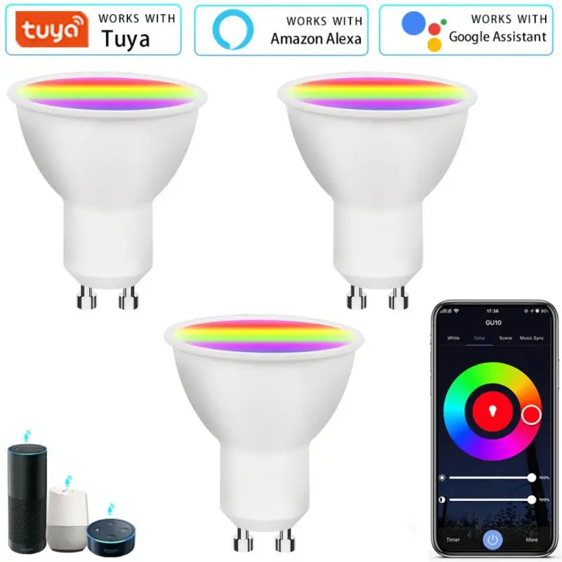 

1/2/3 шт., беспроводная лампа GU10 RGB + CW для умного дома