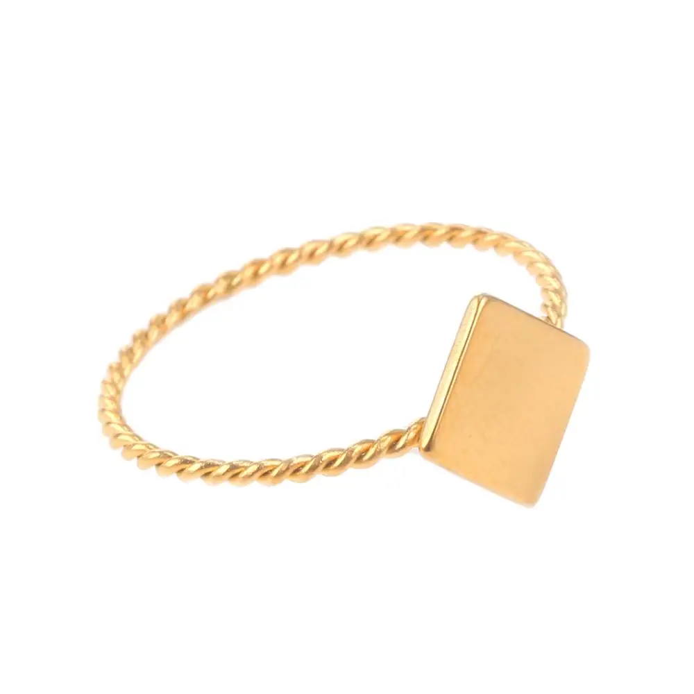 2020 простые дизайнерские Квадратные Кольца с золотыми пластинами из нержавеющей