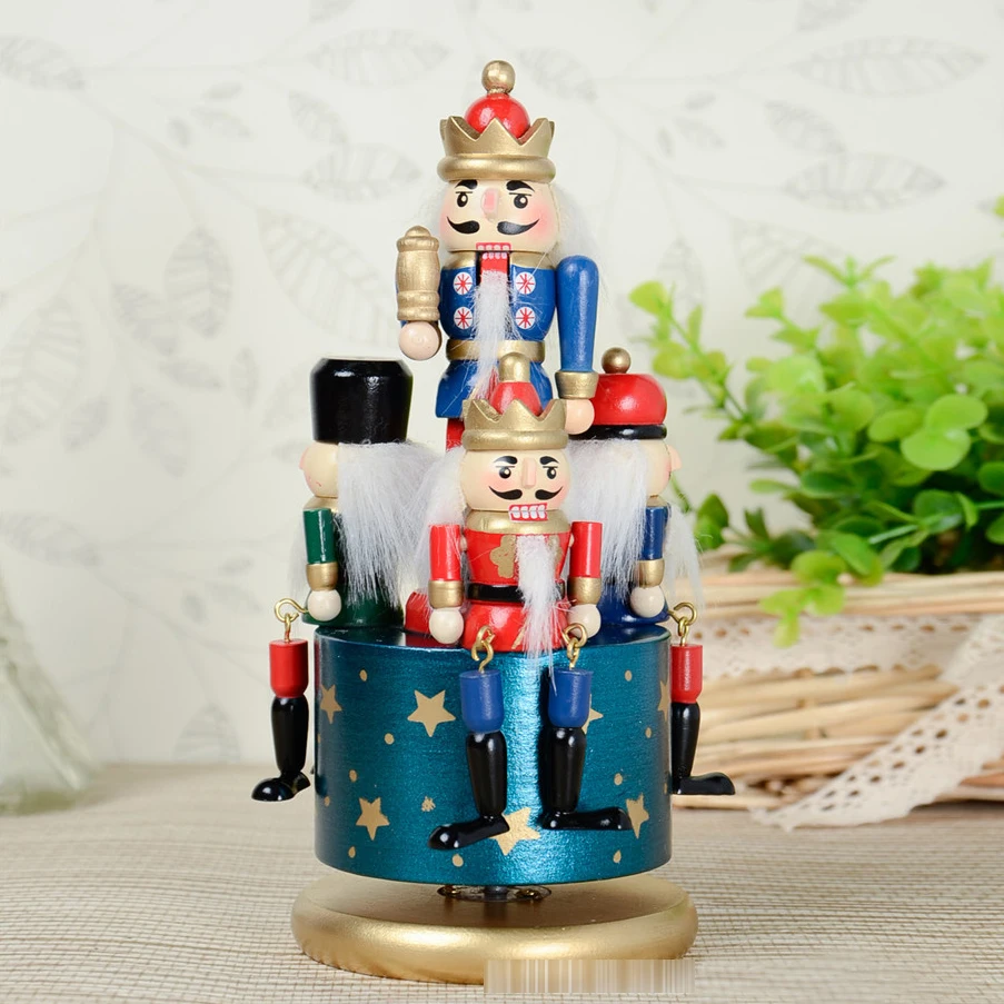 

free shpping 20CM music Rotation Nutcracker puppets doll toy children Christmas toy gift D333