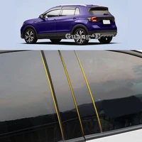 car pc material pillar post cover door trim window piano black molding sticker plate for volkswagen vw t cross tcross 2019 2022