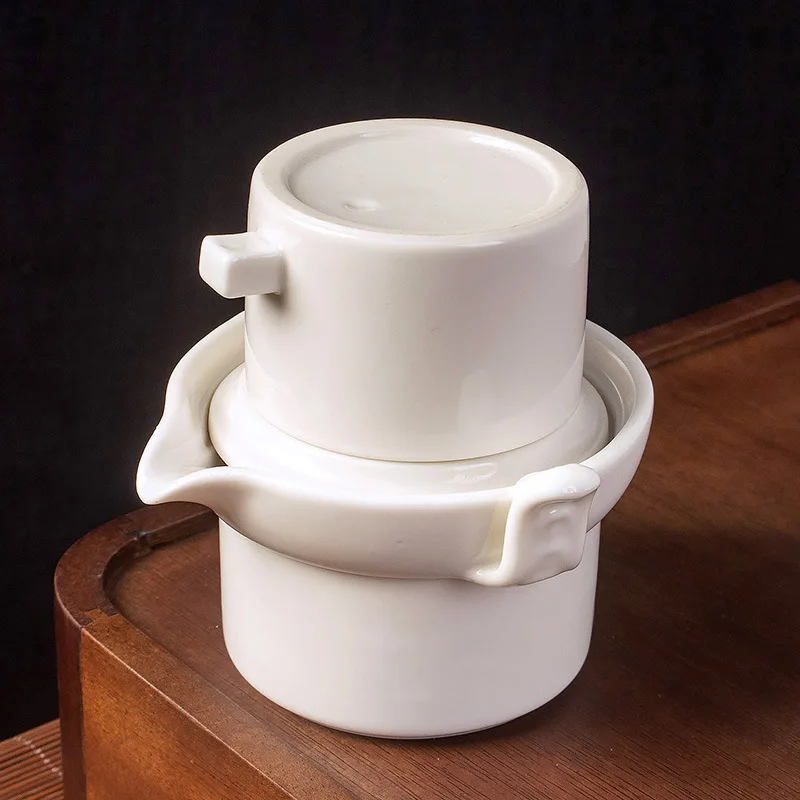 

Fully semi-automatic tea set set household stone mill lazy brewing tea set white porcelain teacup Kung Fu teapot