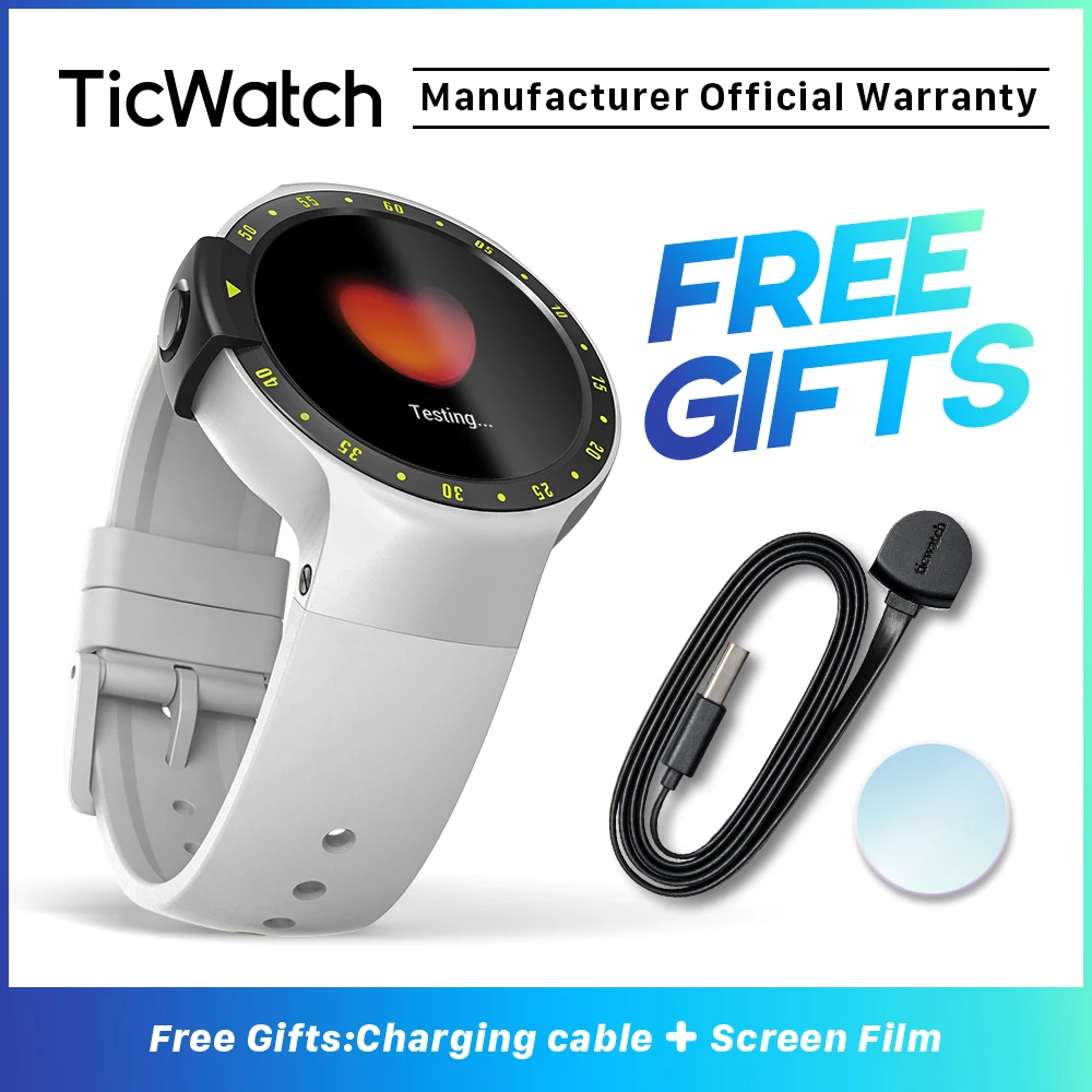 TicWatch S белые Смарт часы Bluetooth Smartwatch с gps Android и iOS совместимы Google Wear OS IP67