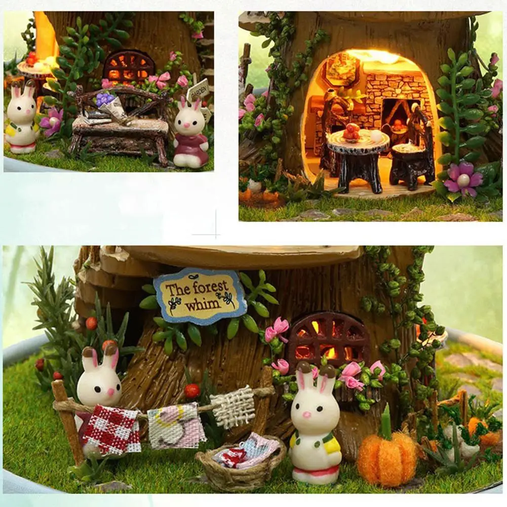

DIY Dollhouse Rotate Music Box Miniature Assemble Kits Doll House With Furnitures Wooden Toys Children Birthday Gift Home Decor