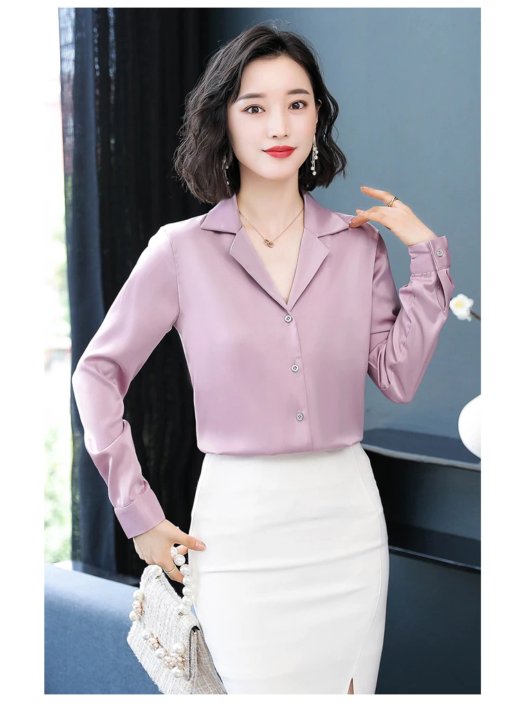 Блузка женская шелковая однотонная с длинным рукавом батальных размеров XXXL |