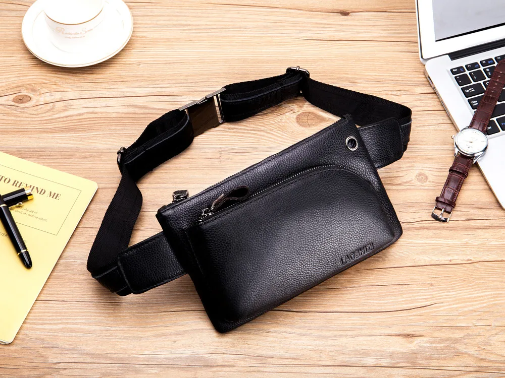 Genuine Leather Bags Belt Messenger Bag Men Small Waist Hip Bag for Man Waist Packs Pouch Men's Crossbody Bags 91126