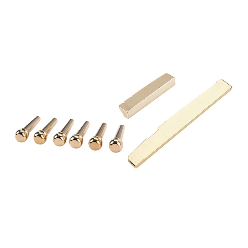 

6 String Classical Guitar Bridge Saddle And Nut Set Music Instruments Replacement Spare Part Golden Guitar Parts