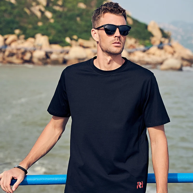 Enjeolon new summer mens Casual 100% Cotton T shirt fashion Letters Print Short sleeved T7490 | Мужская одежда