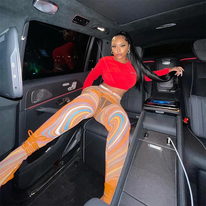 

Female Quick Drying Tight Trousers Hot Summer Mesh Printing Sports Pants Women Hip Lifting Gym Leggings Trendy Sexy Yoga Shorts