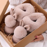 autumn winter cotton slippers fur rabbit home warm thick bottom indoor cotton shoes cat slippers womens slippers cute fluffy
