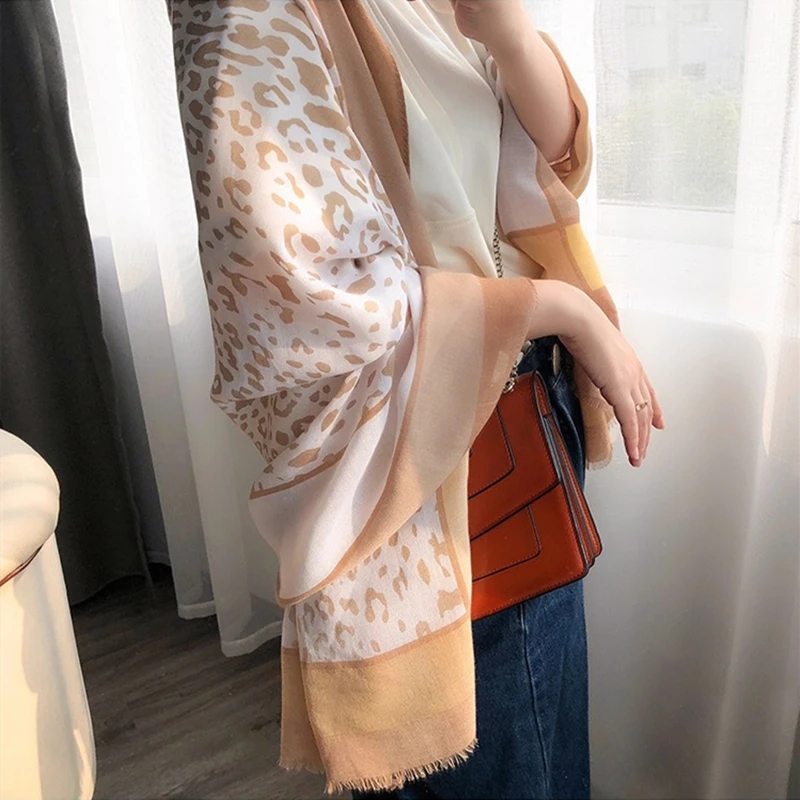 Женский хлопковый шарф с принтом синие теплые шали и палантины для лета осени 2019 |