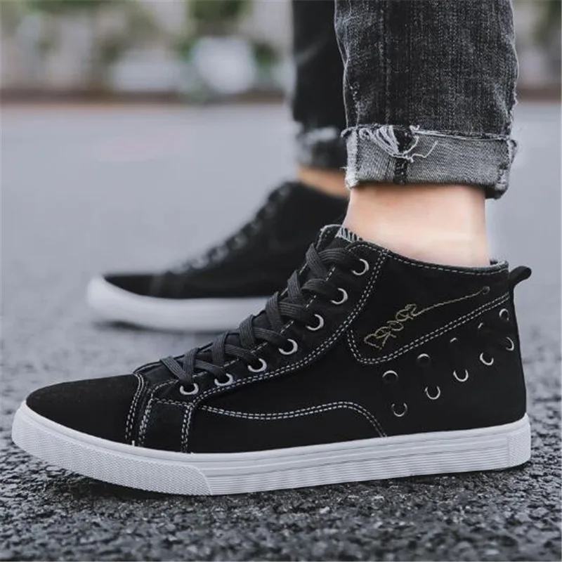 

New high-top canvas shoes men's casual fashion lightweight non-slip warm sweat shoes sneakers men's shoes with student shoes