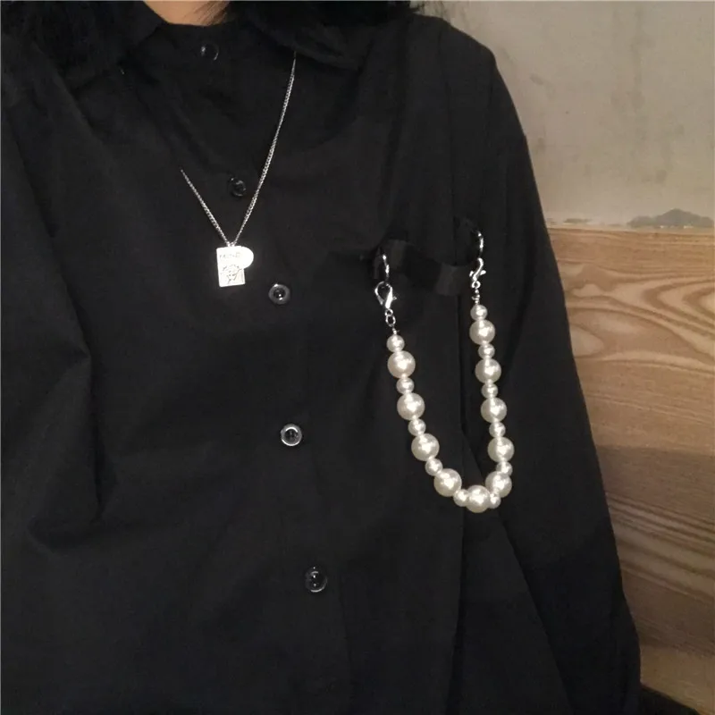 

HARAJPOO Woman Shirt 2021 New Spring Autumn Korean Fashion Ins Retro Harajuku Lazy Wind Black Long Sleeves Loose Female Blouses