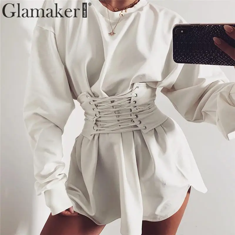 Женское винтажное платье рубашка Glamaker модное Привлекательное трапециевидной