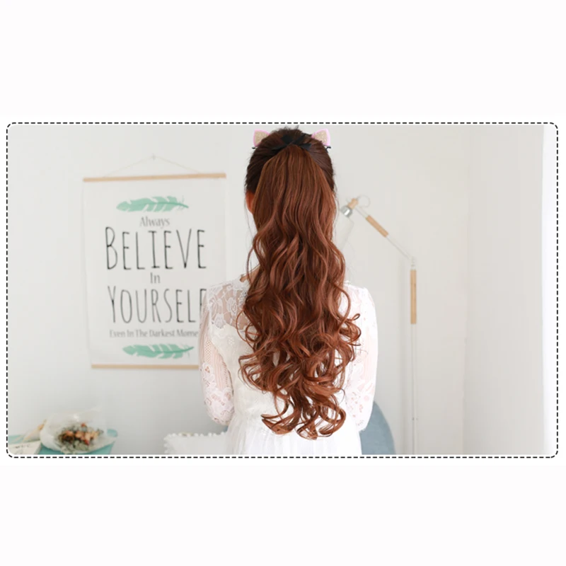 

LANLA 24 ''longues pices de cheveux boucls crpus queue de cheval pince naturelle sur les Extensions de cheveux retourner en f