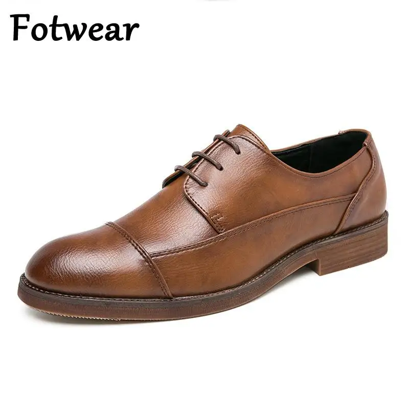 

Fotwear Leather Men Dress Shoes Big Size 38-47 Office Formal Shoes For Men Lace Up Wedding Designer Mens Oxfords Sapatos Homens