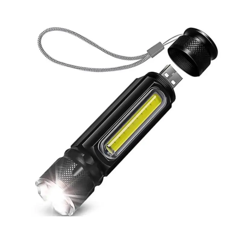 

Миниатюрный светодиодный фонарик с USB-портом, перезаряжаемый COB фонарь для кемпинга, босветильник Магнитный рабочий светильник, экстренный ...