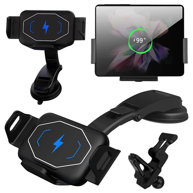 

15W Qi Wireless Car Charger Mount Holder Fast Phone Charger for Samsung Galaxy Z Fold 3 2 iPhone 13 12 Max Huawei Mate X