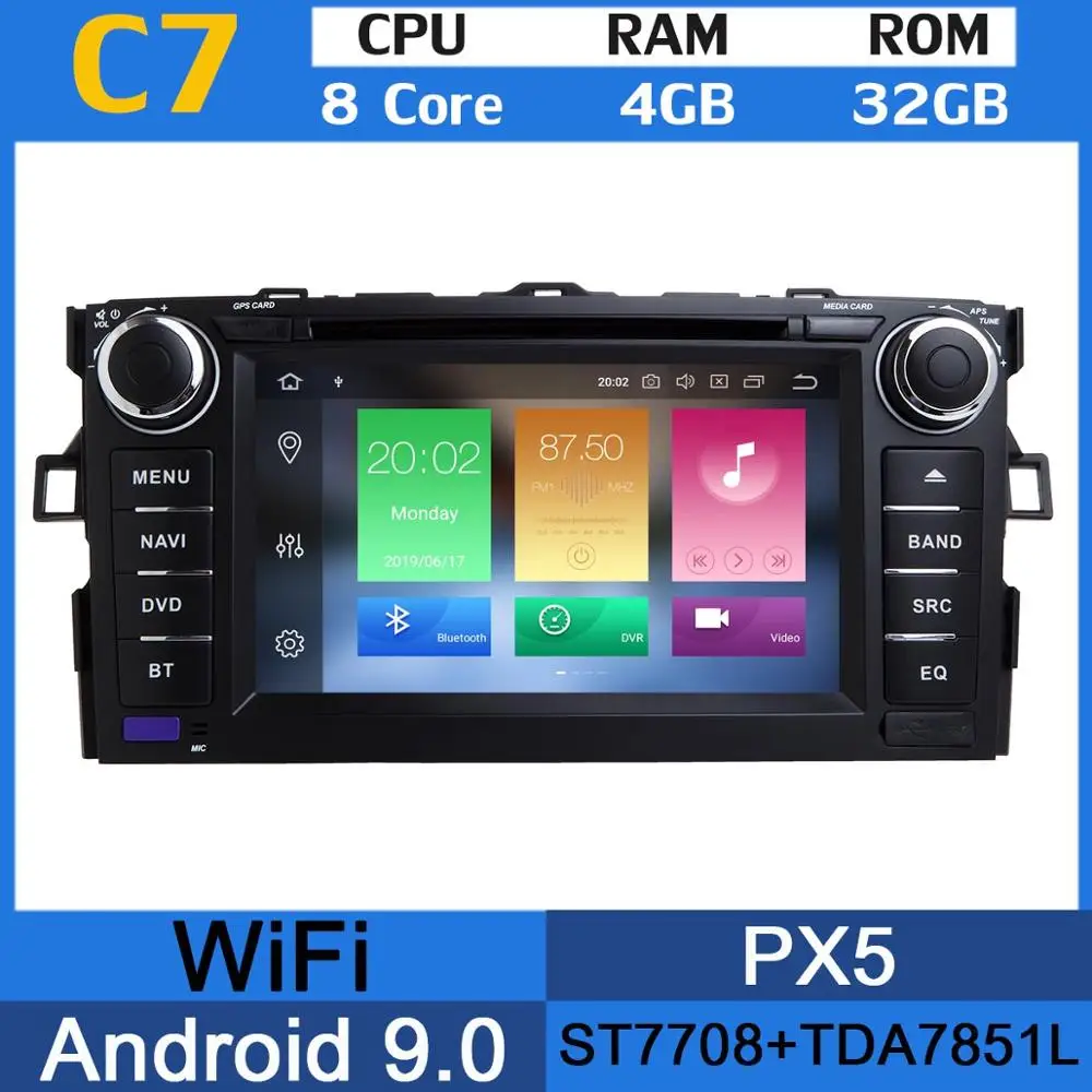 8Core 4G RAM 32G GB " Android 9,0 PX6 4G Оперативная память+ 64G Встроенная память Автомобильный мультимедийный DVD плеер для Toyota Auris 2006 2007 2008 2009 2010 2011 радио gps навигации - Цвет: 8Core 4G RAM 32G GB