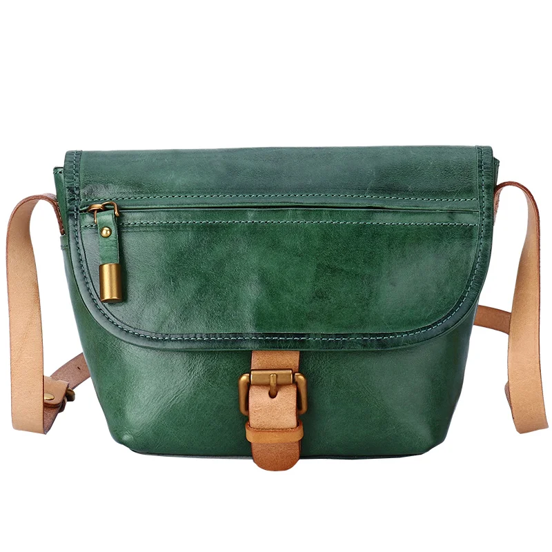 

FCTOSSR 2020 Retro texture small square bag handmade leather messenger bag female personality single shoulder messenger bag