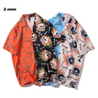 Гавайская рубашка мужская с цепочкой огненного черепа, уличная одежда в стиле хип-хоп, Пляжная рубашка в стиле Харадзюку, футболки в стиле хип-хоп топ с короткими рукавами, лето 2021