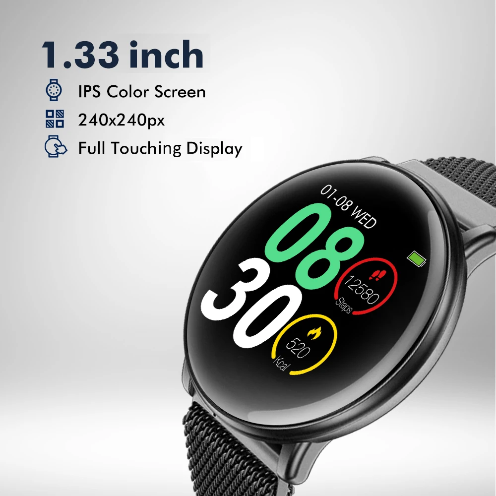 Умные часы Uwatch2 1,3" ips 240*240 дисплей BT4.0 фитнес Шагомер калорий умный таймер пульсометр сна монитор наручные часы