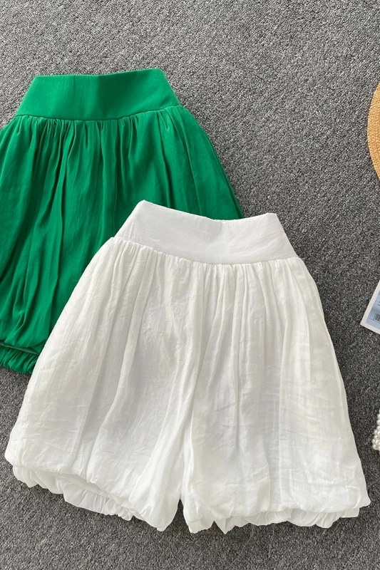 

Korean Style Women's Wide Leg Bloomers 2021 High Waist Fashion Casual Pants Female Slimming Plus Size Sport Short Pants