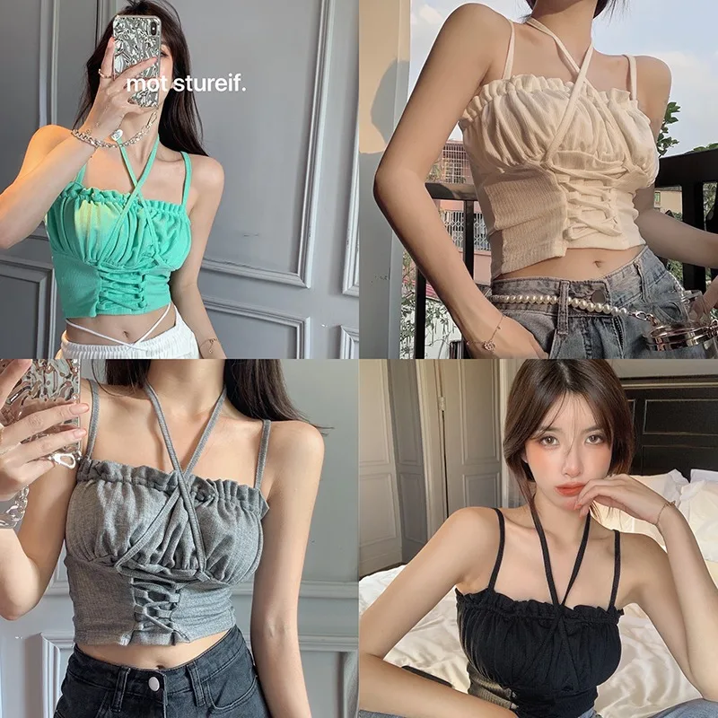 

2012 summer new style sexy hanging neck pure desire camisole design sense niche outside wear ins crop top