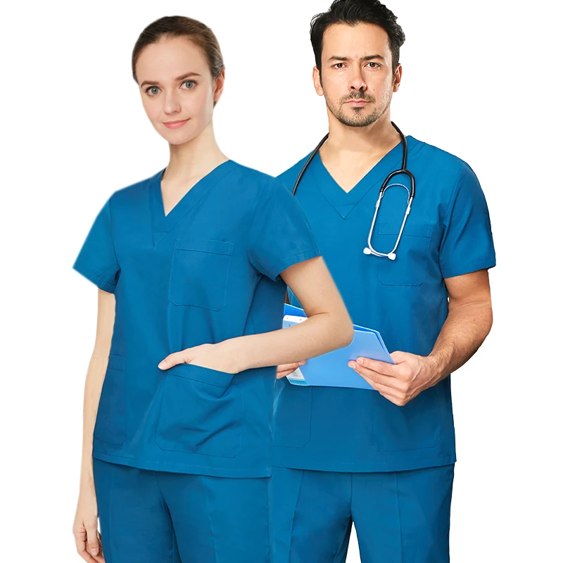 

Plain Nurse Workwear Scrub Uniform O.R. V Neck Top and Pant Summer Winter Beautician Pet Vet Healthcare Outfit M-XSY