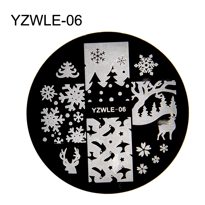 

FWC 2021 New 5.6cm Round Nail Art Stamp Nail Stamping Template Christmas Series DIY Nail Designs Manicure Image Plate Stencil