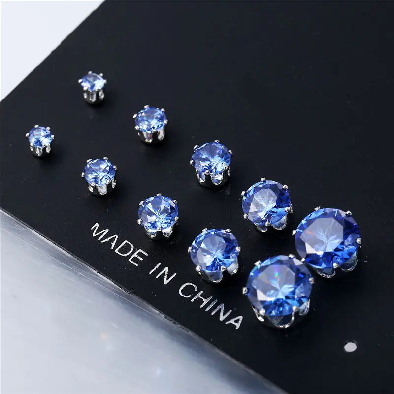 5 пар круглые серьги-гвоздики из циркония AAA | Украшения и аксессуары