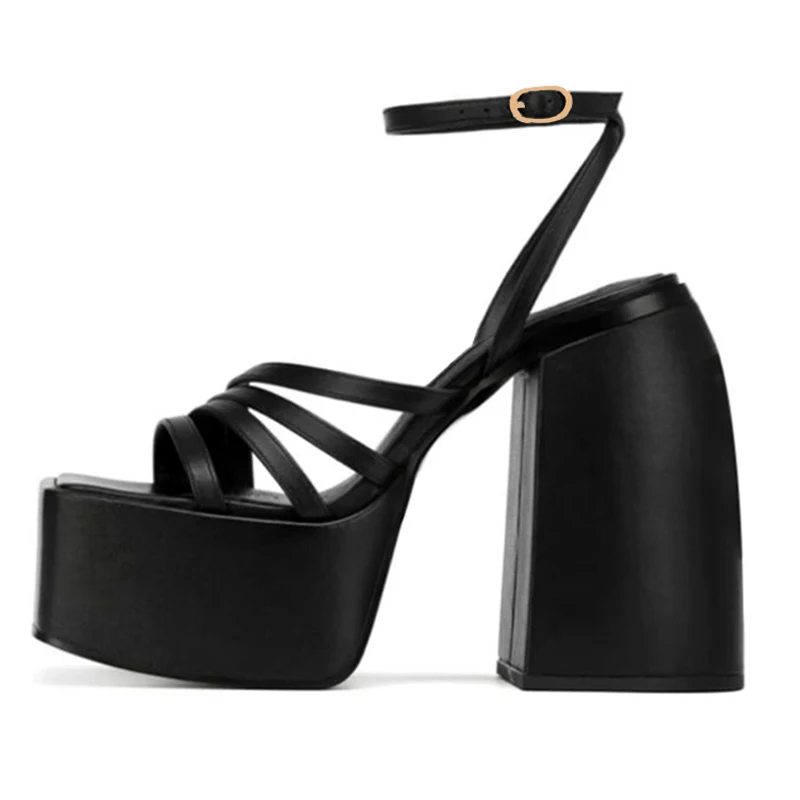 

NEW Ankle Strap Super Thick High Heels Platform Sandals For Women Sexy Summer Nightclu Party Chunky Shoes Ladies Sandales Femmes