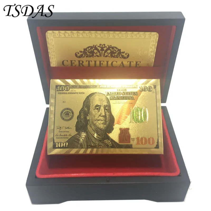 Необычный подарок позолоченные игральные карты 24 карата с деревянной коробкой и