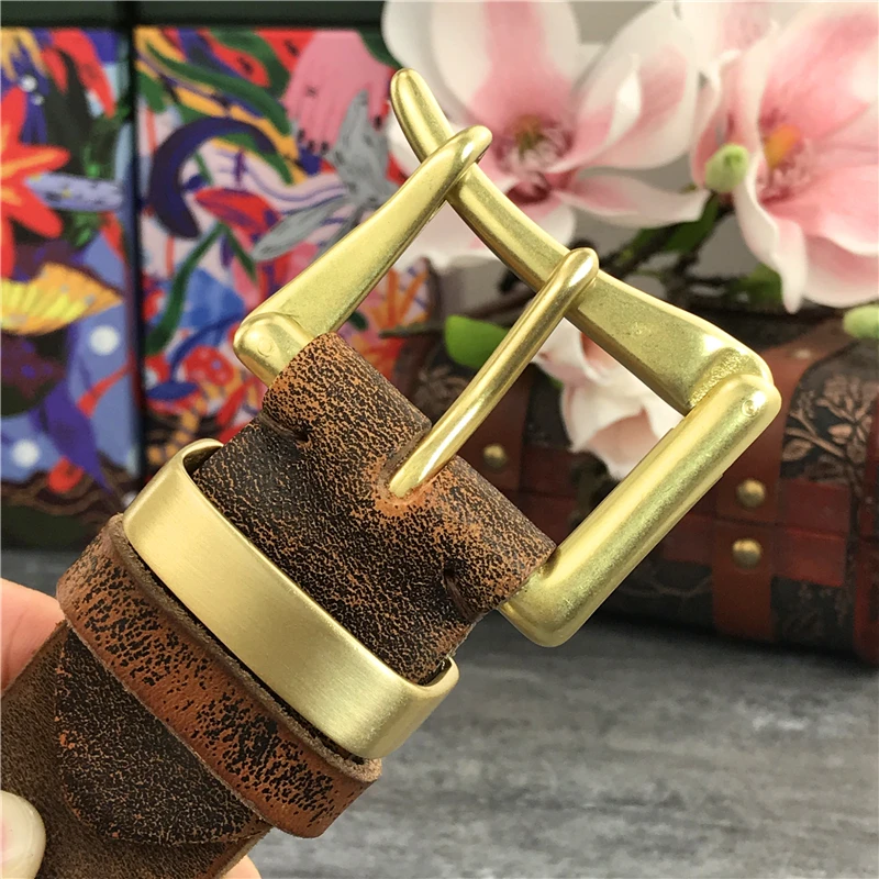 Простой в Nnlock латунный ремень с пряжкой модный мужской из натуральной кожи Ceinture