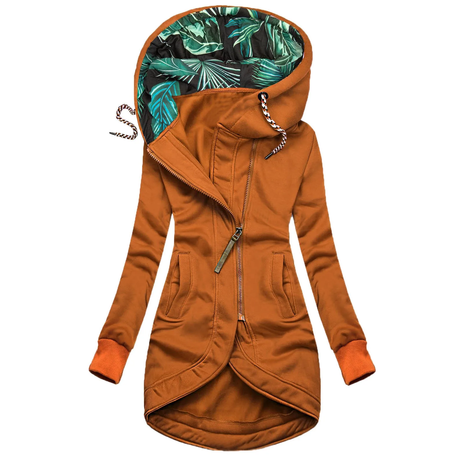 Winter Warm Women Hooded Quilted Coats Outwear Long Sleeve Zipper Pocket Solid Color Slim Jackets Coat Overcoat Veste Femme A40
