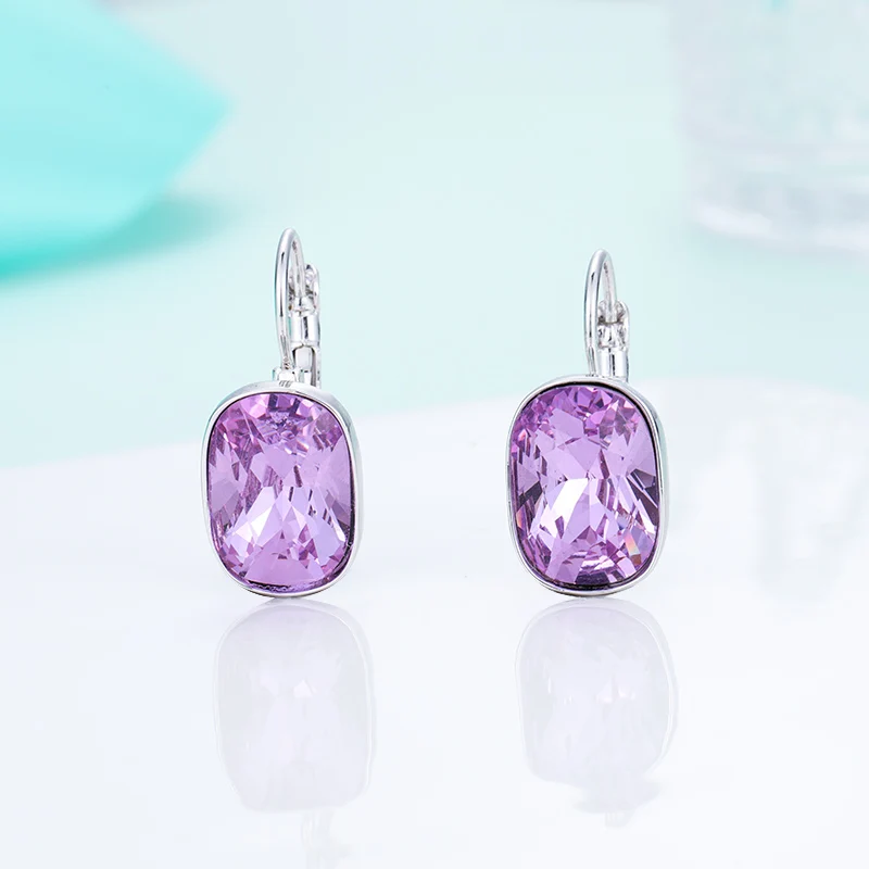 silver-purple Женские квадратные серьги-гвоздики MAIKALE, большие винтажные разноцветные серьги с австрийским кристаллом из фианита, ювелирные изделия со стразами для вечеринки - Окраска металла: silver-purple