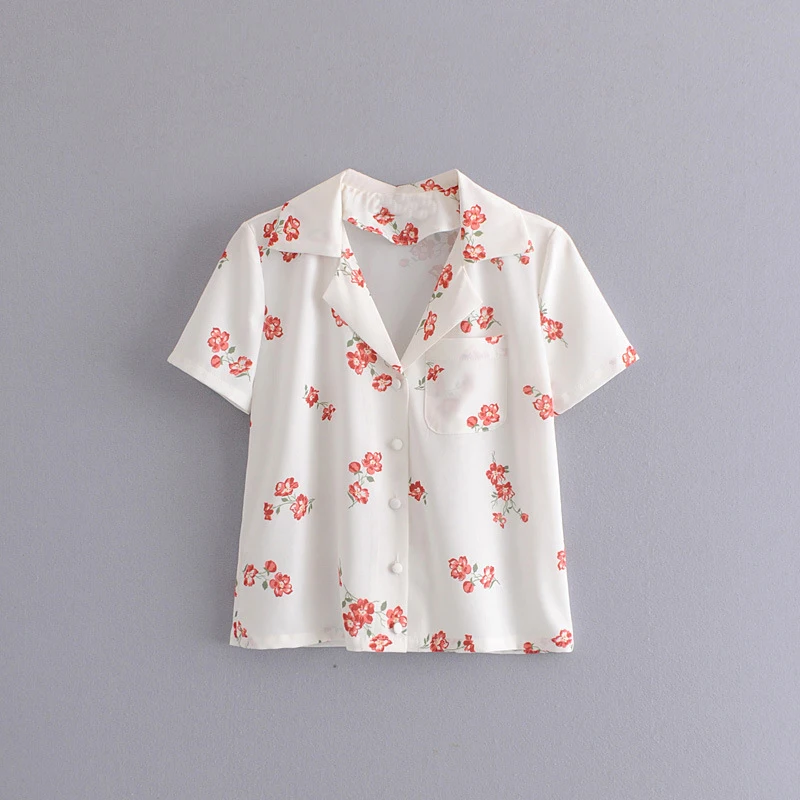 Женская Повседневная Блузка с принтом винтажная Свободная рубашка коротким