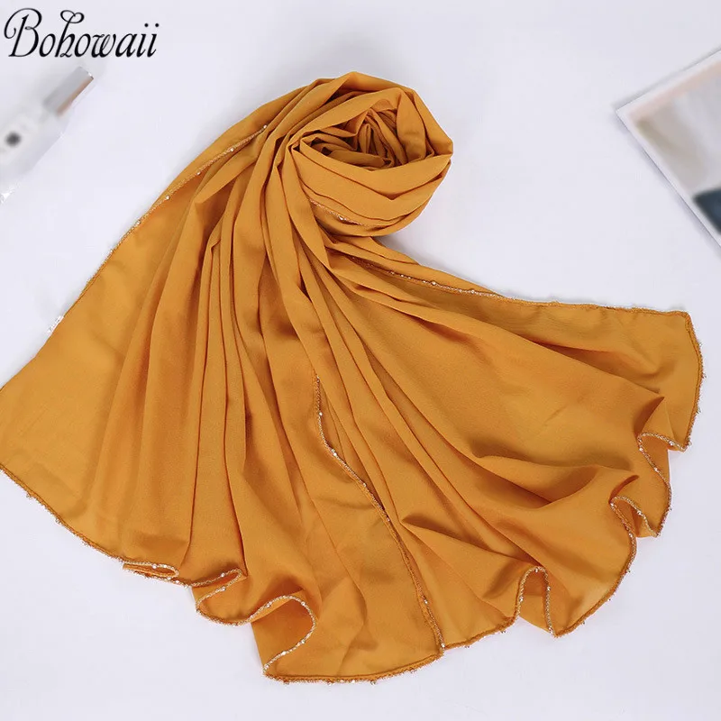 Женский Длинный головной платок BOHOWAII с цепочкой женский Musulman высококачественный