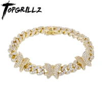 topgrillz butterfly chain 8mm cuban chain bracelet iced out cubic zirconia bracelet hip hop charm jewelry for gift 78