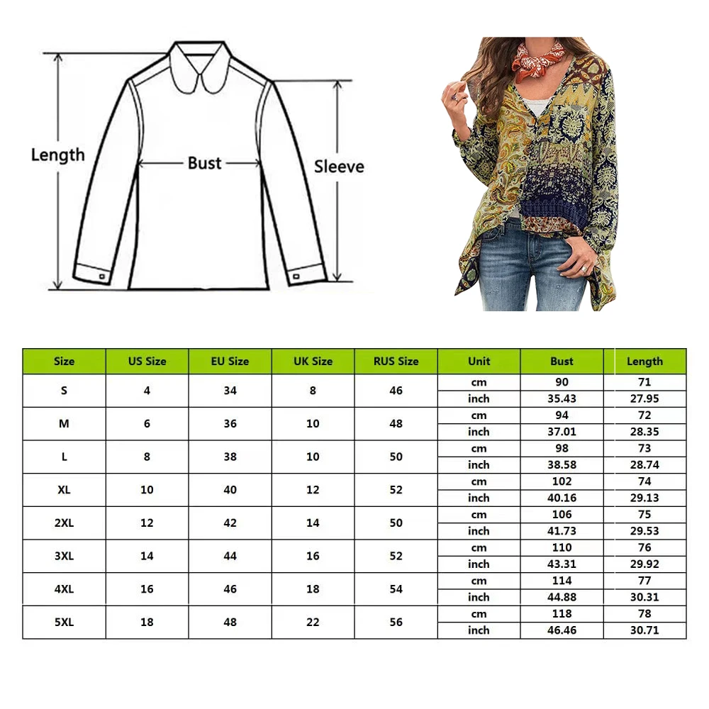 

New Women Blouse Floral Print Plus Size Blouse Bohemian Long Sleeve V Neck Shirts 2020 Casual Ladies Tops Vintage Femme Blusas
