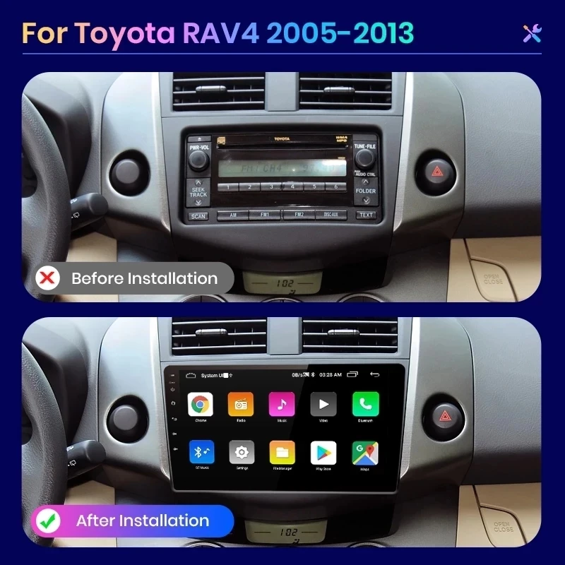 for toyota rav4 2005 2013 2 din android car stereo audio radio multimedia video speakers mp5 accessories carplay stereo free global shipping