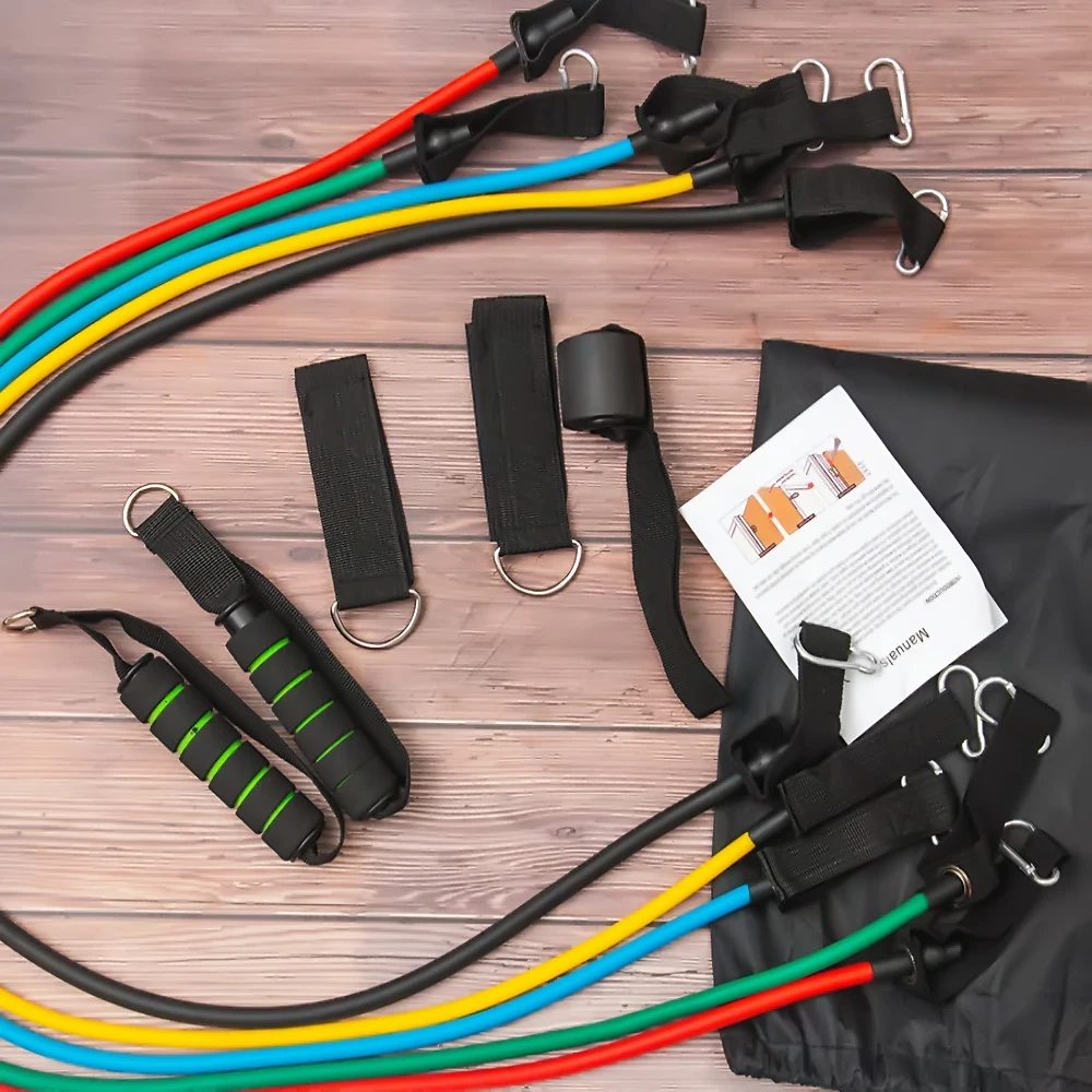 

VIP Link 11Pcs Resistance Bands Set Yoga Exercise Fitness Band Rubber Loop Tube Bands Gym Fitness Exercise Pilates Yoga Brick